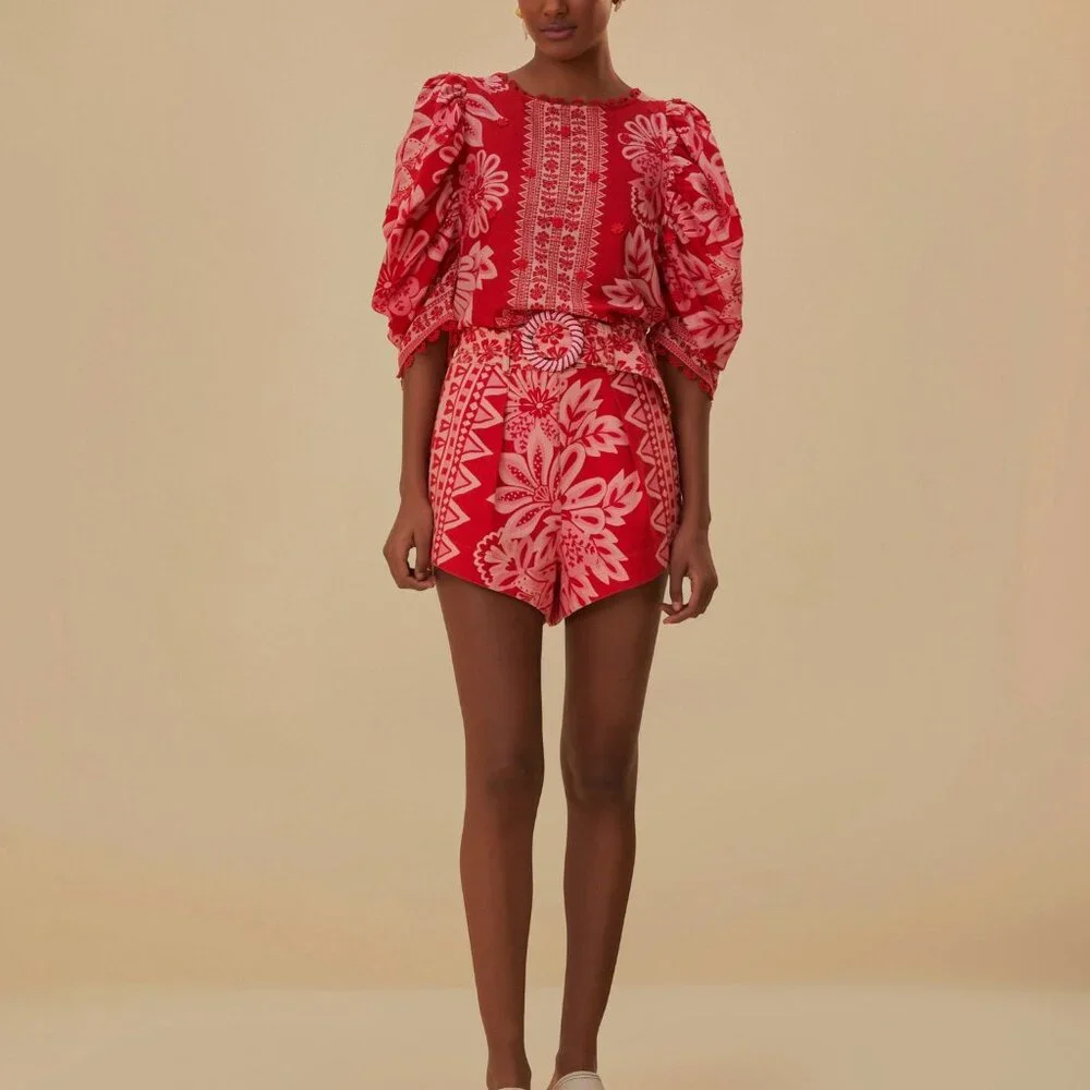 Farm Rio flora tapestry red shorts - Picture 2 of 2